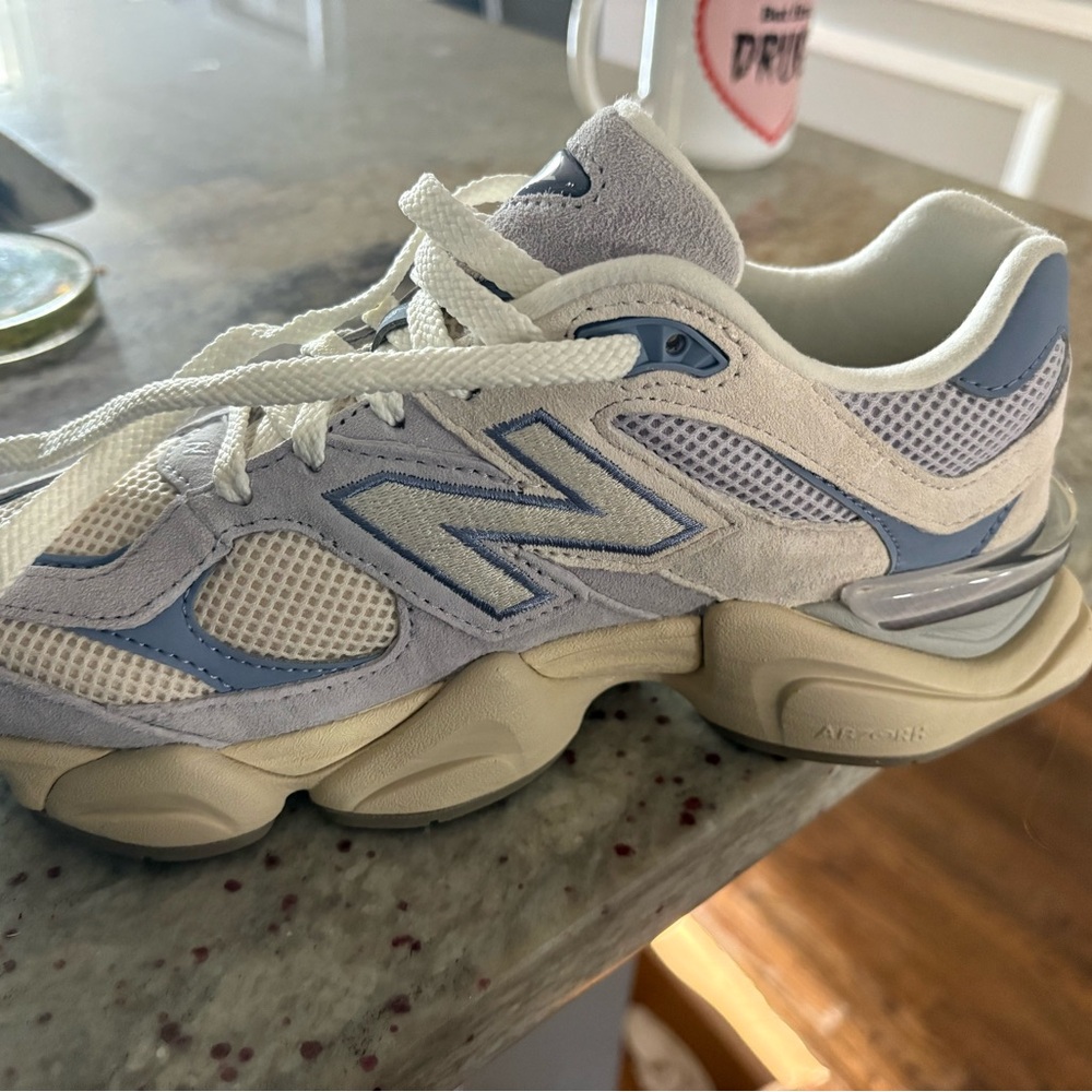 New Balance Beige and Light Blue Sneakers